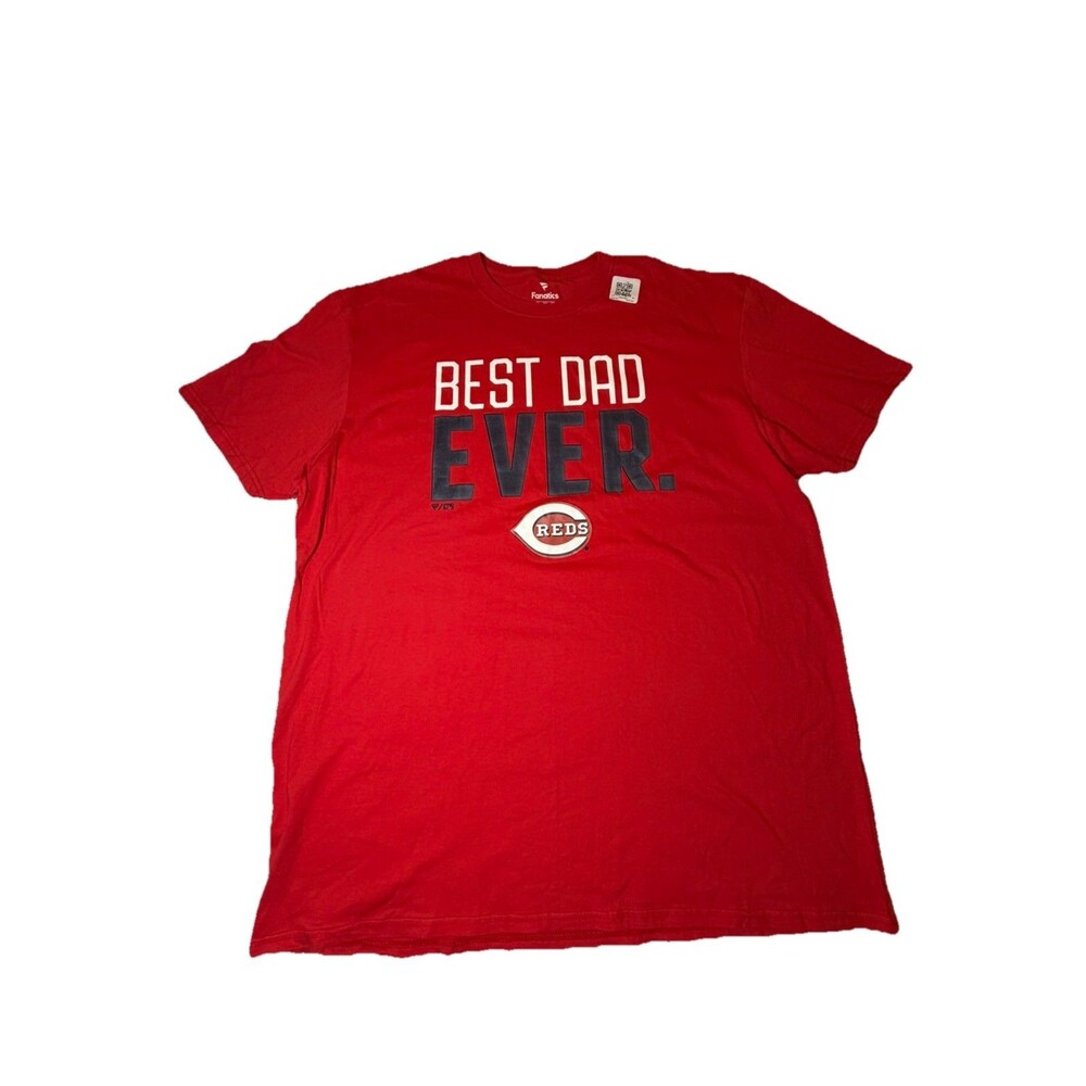 Cincinnati Reds Best Dad Ever Fanatics T Shirt Mens 2XL Red MLB Graphic Tee NWOT